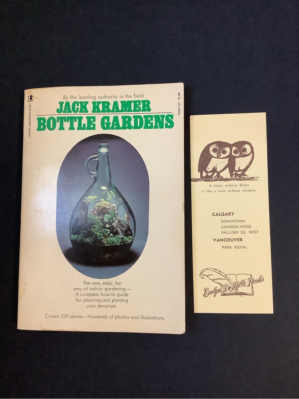 Vintage 1973 Jack Kramer Bottle Gardens Paperback Book + Vintage Bookmark